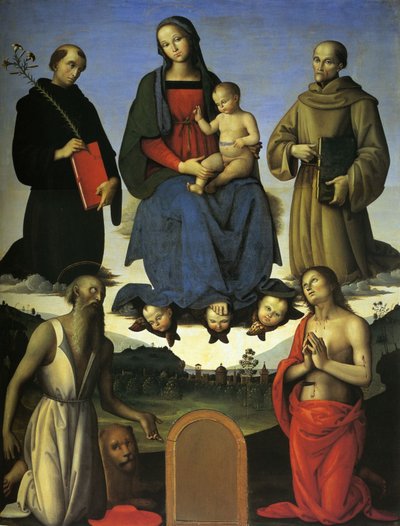 Tezi Altarpiece (Virgin with Child, Saint Nicholas of Tolentino and Saint Bernardino of Siena) by Pietro Perugino